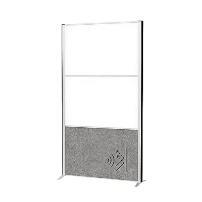 Abbildung von MAUL Trennwand MAULconnecto 180x100cm Raumteiler für Büro und Schreibtisch Freistehender Raumtrenner mit Standfüßen Ideal als Sichtschutz Schallschutz Pinnboard + Whiteboard Akustikvlies