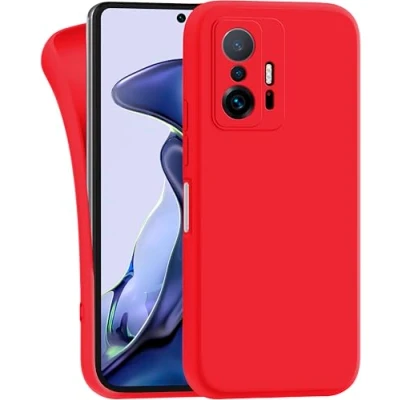 Abbildung von MyGadget Hülle für Xiaomi 11t Pro robuste Silikon Schutzhülle TPU Case Slim Silikonhülle Back Cover Kratzfest Handyhülle Rot