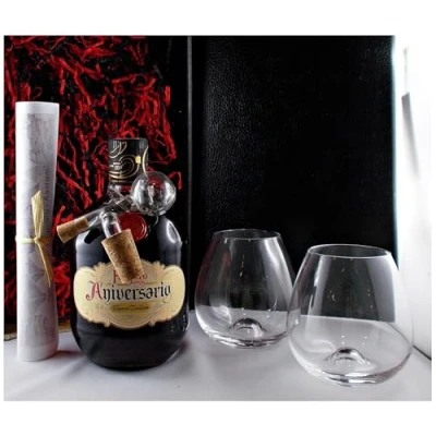 Abbildung von Geschenk Pampero Aniversario Reserva Rum + 2 Amy Gläser Glaskugelportionierer