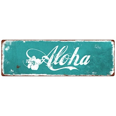 Abbildung von Interluxe METALLSCHILD Blechschild Aloha Willkommensschild Eingang Tür Sommer Urlaub Meer