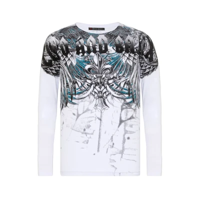 Abbildung von Cipo &amp; Baxx Herren Longsleeve Langarmshirt Sweater Totenkopf Print Sweatshirt Weiß XXL