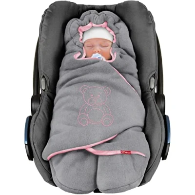 Abbildung von ByBoom Baby Winter Einschlagdecke &quot;Das Original mit dem Bären&quot;, Universal Kuscheldecke für Babyschale, Autositz, Decke Kinderwagen, Buggy