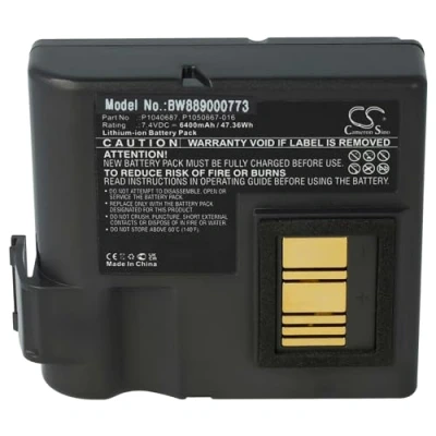 Abbildung von vhbw Akku kompatibel mit Zebra ZQ630, QLN420 Drucker Kopierer Scanner Etiketten (6400 mAh, 7,4 V, Li Ion)