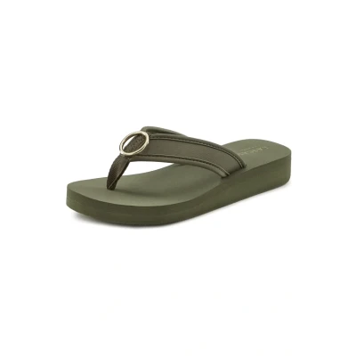 Abbildung von Lascana Strand Pantolette flach, Damen, Größe: 41, Oliv Schuhe