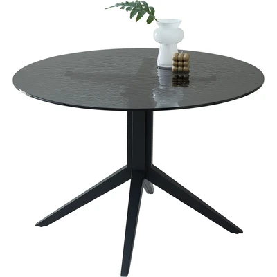 Abbildung von Stolkom Esstisch &quot;Leano Glastisch rund schwarz, Esszimmertisch BxH 110x76 cm&quot;, Sicherheitsglas Bruchsicher, Water Ripple Effekt schwarz getönt