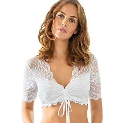 Abbildung von Nina von C Dirndlbluse 48463971 Weiss Spitze halbarm Größe 38