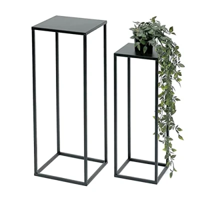 Abbildung von DanDiBo Blumenständer Blumenhocker Metall Schwarz Eckig Beistelltisch 2er Set
