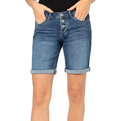 Abbildung von Sublevel Damen Jeans Bermuda Shorts mit Denim Aufschlag Middle Blue XS