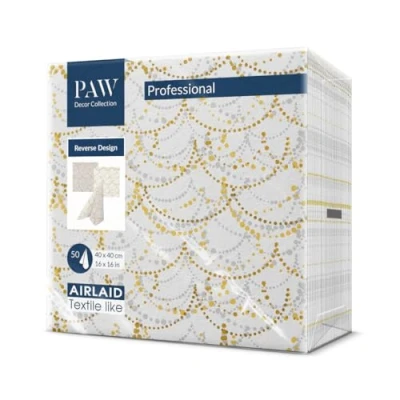 Abbildung von PAW Servietten aus Airlaid Stoffähnlich (40 x 40 cm) I 50 Stück Ideal für Hochzeit, Taufe, Kommunion, Geburtstag Tischdeko Rückseite Muster Festliche Girlande Reverse Festive Garland