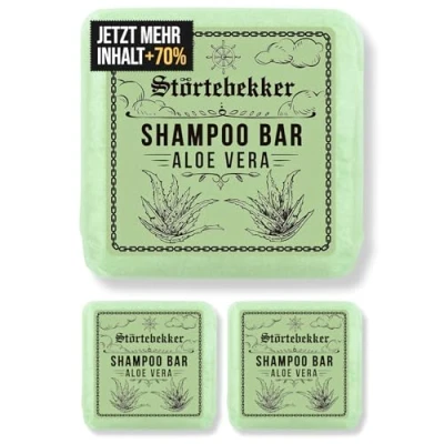 Abbildung von Störtebekker® Premium Festes Shampoo Aloe Vera (x3) Handgefertigtes, veganes für Herren &amp; Damen Wohlduftende Duschpflege Haut und Haar Feuchtigkeits