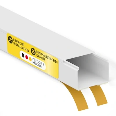 Abbildung von Kabelkanal aus hochwertigem PVC weiß Selbstklebend 2m 5 Stück 40x25mm