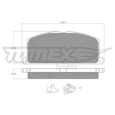 Abbildung von TOMEX brakes TX 10 17 Bremsbelagsatz Vorderachse mit akustischer Verschleißwarnung Zubehör TOYOTA: Corolla VIII Liftback, Starlet V Schrägheck