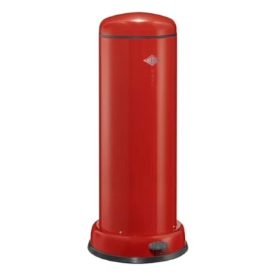 Abbildung von Wesco Big Baseboy Abfallsammler in der Farbe rot, pulverbeschichtetes Stahlblech, 30 Liter Volumen, eingebauter Dämpfer, Metall Fußtritt mit Gummitrittfläche