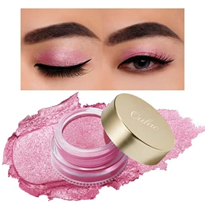 Abbildung von Oulac Glitzer Lidschatten Hellrosa &amp; Highlighter Duo Wasserfest Langlebig Transparent Finish Verblendbares Faltenfreies Augen Makeup Vegan 06g (11)