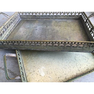 Abbildung von Tablett Serviertablett Metalltablett Set Metall Shabby Landhausstil Antik Stil