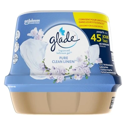 Abbildung von Glade Badezimmer Duftgel, Lufterfrischer für Ihr Bad, Clean Linen , 8er Pack (8 x 180g)