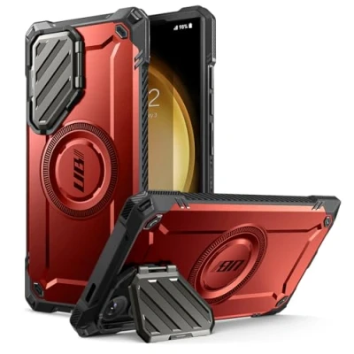 Abbildung von SupCase für Samsung Galaxy S24 Ultra Hülle mit Kameraschutz, [Kompatibel MagSafe und S Pen] Düne Handyhülle Bumper Case Slim Schutzhülle Backcover Ständer Ultra, Rot