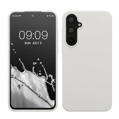 Abbildung von kwmobile Hülle kompatibel mit Samsung Galaxy A55 5G Silikon Handy Case Handyhülle weiche Oberfläche kabelloses Laden Weiß matt
