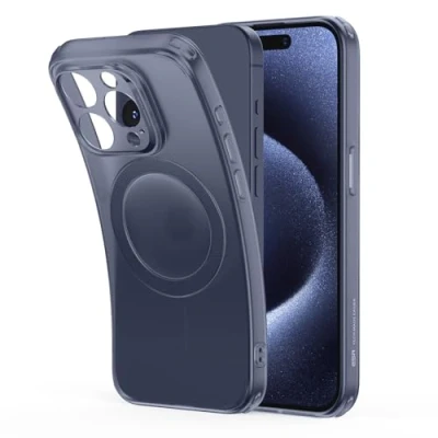 Abbildung von ESR für iPhone 15 Pro Max Hülle, klares Silikon Case mit MagSafe, stoßfeste dünne Abdeckung, vergilbungsbeständige transparente TPU Handyhülle, Zero Serie, Dunkelblau