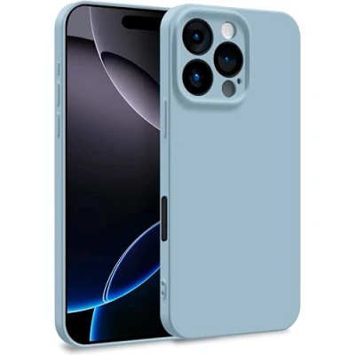 Abbildung von MyGadget Hülle für iPhone 16 Pro Max Zweilagige Handyhülle mit Kameraschutz Cover Innenfutter &amp; Silikon außen Babyblau