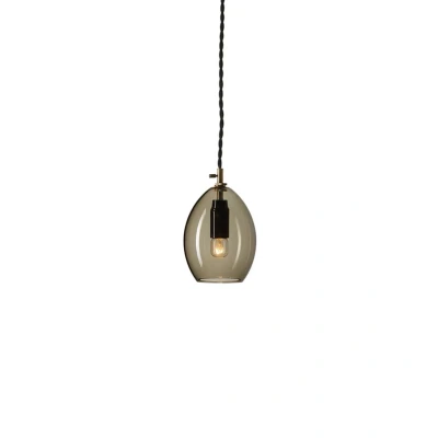 Abbildung von Northern kleine Pendelleuchte aus der Serie Unika in Farbe Grau, Schirmgröße 135mm und hängt an gedrehten Stoffdraht, Glühbirne E14, Max 60 Watt, 535