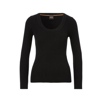 Abbildung von BOSS ORANGE Strickpullover C_Faradiso mit tiefem Ausschnitt