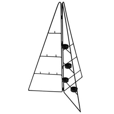 Abbildung von Spetebo Metall Tannenbaum schwarz mit 4 Teelichthaltern 58 cm Deko Weihnachtsbaum Haken und 5 Holz Klammern für Zierschmuck Christbaum zum Dekorieren Advent Weihnachten