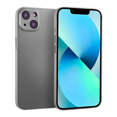 Abbildung von doupi UltraSlim Hülle kompatibel für iPhone 13 Mini (5,4 Zoll), Ultra Dünn Fein Matt Handyhülle Cover Bumper Schutz Schale Hard Case Taschenschutz Design Schutzhülle, grau