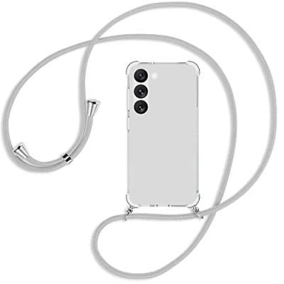 Abbildung von mtb more energy® Handykette kompatibel mit Samsung Galaxy S23 5G Silber Grau Smartphone Hülle zum Umhängen Anti Shock Full TPU Case