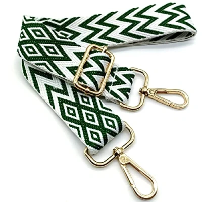 Abbildung von Verstellbarer Schultergurt Tasche Grün und weiß, Taschengurte zum Wechseln, Taschengurt Breit mit Karabiner Gold, 80 130 cm Schulterriemen für Damen Schultertaschen, Moderne Handtasche, 3.8cm, 06