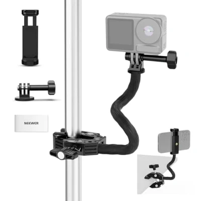 Abbildung von NEEWER Action Kamera Mount Set mit Super Clamp weichem Schlauch Adapter verstellbare Halterung für Flache/runde Oberflächen kompatibel GoPro Insta360 DJI Handy GP 26