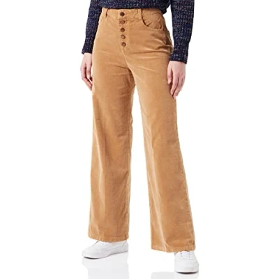 Abbildung von s.Oliver Women&#039;s 2121489 Cordhose mit Knopfleiste, Wide, Brown 8469, 44 34