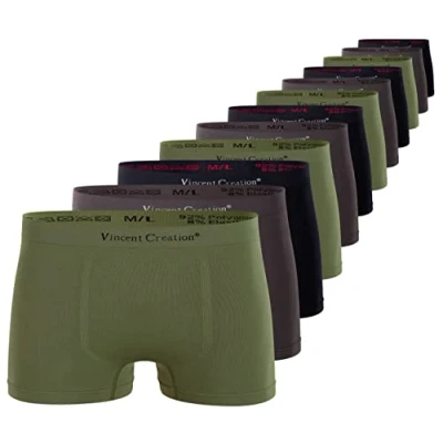 Abbildung von Vincent Creation 12ER PACK Seamless Panties, Herren, Größe: S/M, Schw/khaki/grau