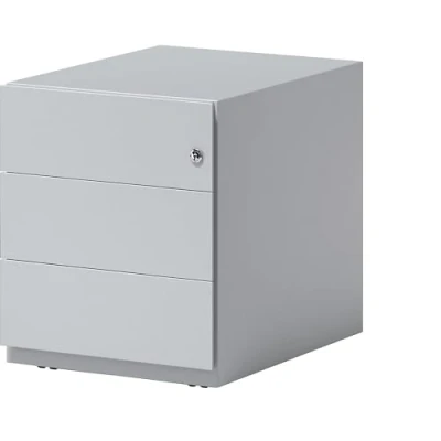 Abbildung von BISLEY Rollcontainer Note mit Griffleiste, 3 Universalschubladen, Metall, 645 Lichtgrau, 56.5 x 42 49.5 cm