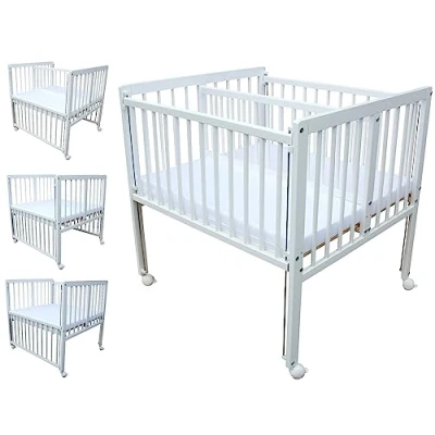 Abbildung von Micoland Beistellbett / Zwillingsbett mit Matratzen und Rädern 90x80 cm LUX