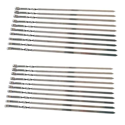 Abbildung von rukauf 20 Schaschlikspiesse Edelstahl 55cm länge / 1,5 mm Stark/Schampura Grillspiesse Fleischspiesse auch für Mangal