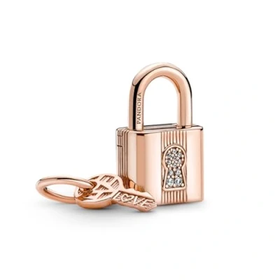 Abbildung von Pandora Padlock KEY Dangle Charm, Damen, Größe: One Size, Rose gold plated