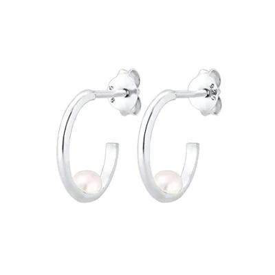 Abbildung von Elli Ohrringe Damen Creole Geo Süßwasserzuchtperle in 925 Sterling Silber