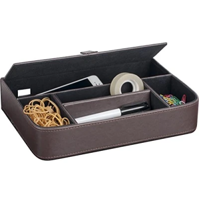 Abbildung von Pavo Premium Multifunktionale PU Leder Schreibtisch Organizer, braun, 8002948