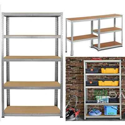 Abbildung von Royalswill Lagerregal Schwerlastregal, 170 x 75 30 cm Metallregal Kellerregal Werkstattregal Regal Steckregal mit 5 soliden Böden MDF Platten, bis 875 kg Traglast, Verzinkt