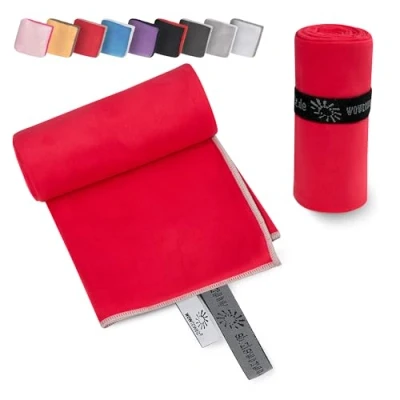 Abbildung von Wowtowelz kompaktes Mikrofaser Handtuch, Reisehandtuch, Sport Fitnesshandtuch, Strand Badetuch, leicht u. schnelltrocknend, (Rot, 90 x 60 cm)