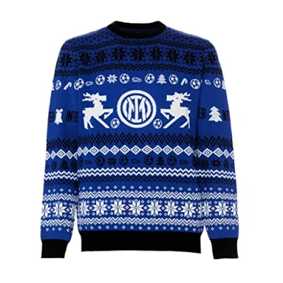 Abbildung von Inter Weihnachtspullover 2022, Unisex Erwachsene, offizielles Produkt, schwarz blauen Fans