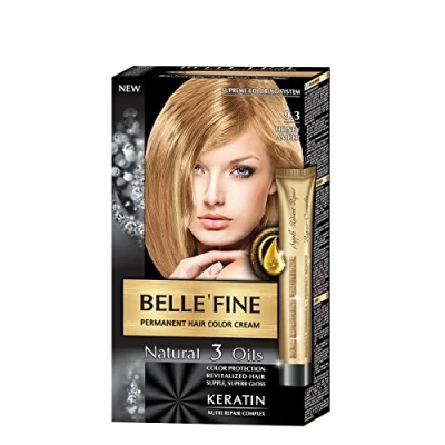 Abbildung von BELLE&#039;FINE® Black Series Luxuriöse natürliche Haarfärbecreme langanhaltende Farbe mit 3 Ölen &amp; Keratin HONIG BERNSTEINFARBEN