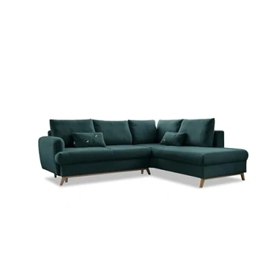 Abbildung von MIUFORM Ecksofa mit Schlaffunktion und Bettkasten Scandic Lagom L Wohnlandschaft Sofa Form Couch 3 Sitzer Bettfunktion Türkis Rechts