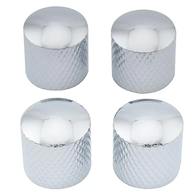 Abbildung von Musiclily 6mm Metrisch Metall Gitarren Knöpfe Dome Knobs Volume Tone PotiKnöpfe für Tele Telecaster E Gitarre Precision Bass,Chrom(4 Stück)