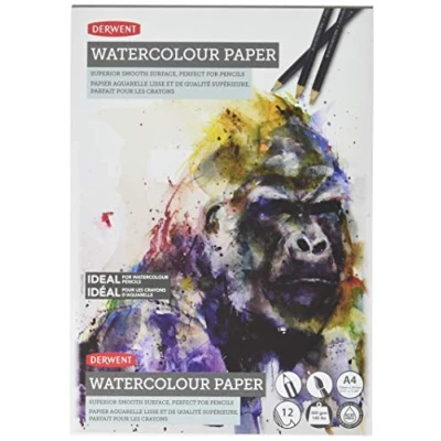 Abbildung von Derwent A3 Aquarellpapier Block, 12 Blatt, weißes, säurefreies Papier, 300 g/m² A4 mehrfarbig