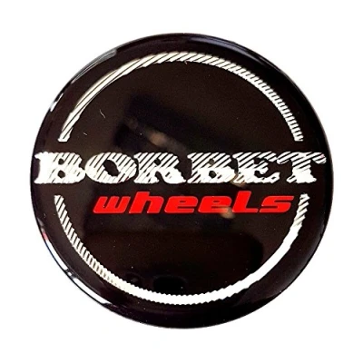 Abbildung von Original Borbet Wheels 56mm Nabendeckel Nabenkappe Schwarz Glanz Silber Rot Center Cap Deckel Felgendeckel