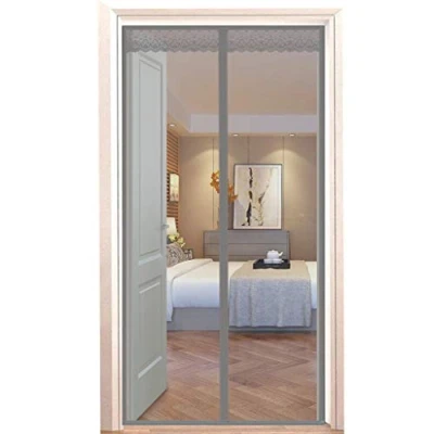 Abbildung von Magnet Fliegengitter tür Balkontür, Magnetischer Fliegenvorhang Moskitonetz, Auto geschlossen, faltbar, for Türen/Patio Grau 95x225cm