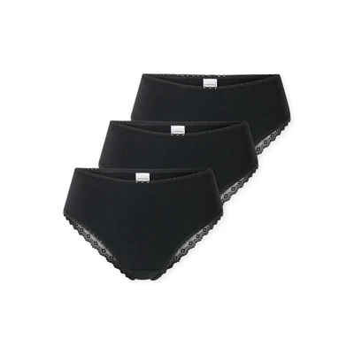 Abbildung von Schiesser Damen 3 Pack Brazilian Slip Unterwäsche mit Spitze Modern Multipacks, schwarz_182905, 36