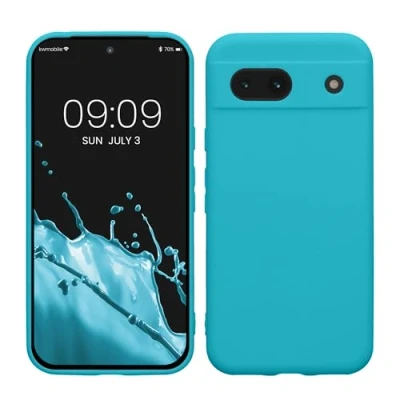 Abbildung von kwmobile Handyhülle kompatibel mit Google Pixel 8a Hülle Handy Case aus weichem Silikon in Cool Glacier